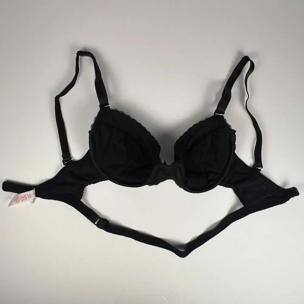 Cabernet Backless Bra 32B Black Low-Back Underwired Lined Cups Front Support